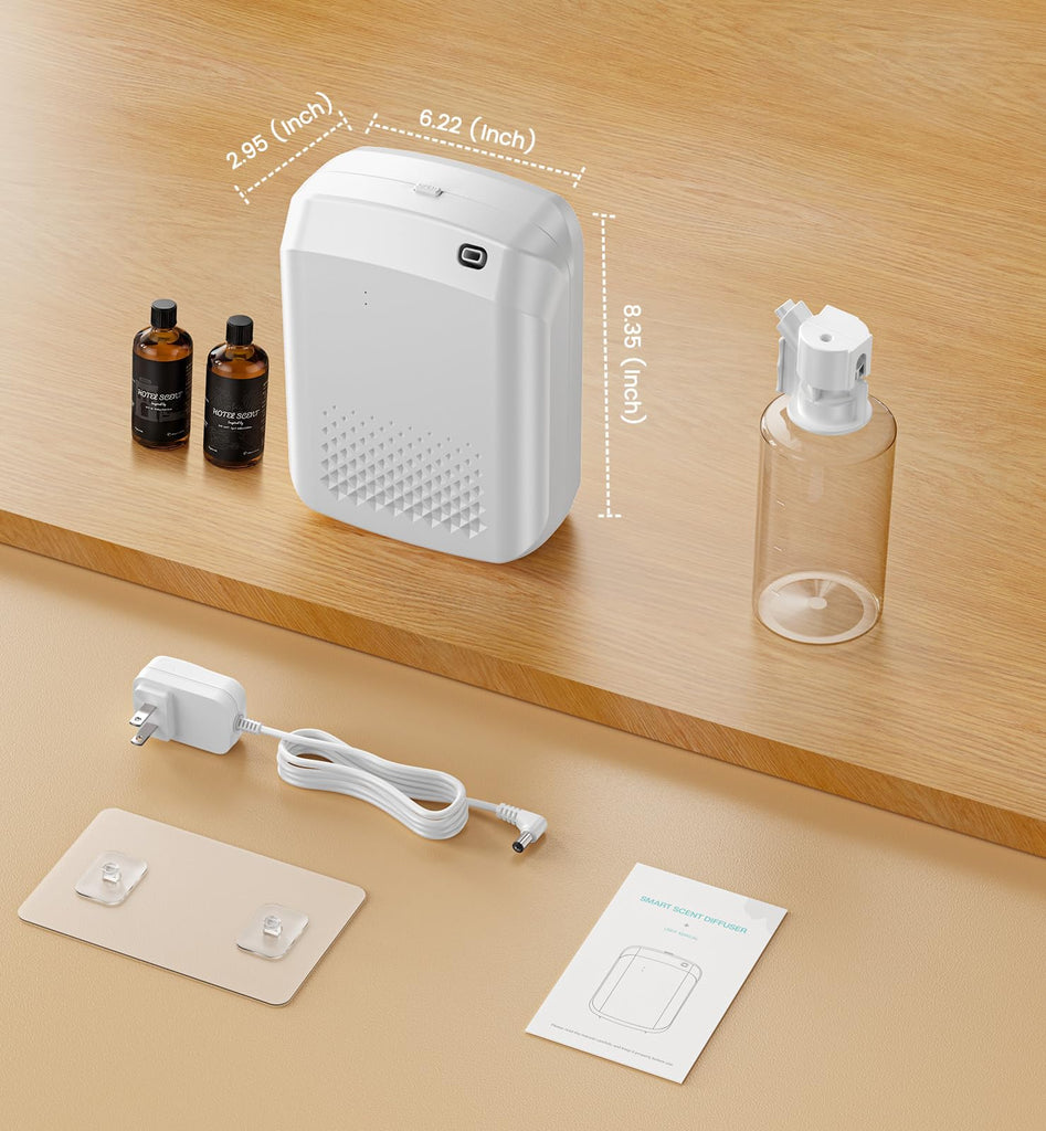 Waterless Essential Oil Diffuser with 2 x Oils, 3000 Sq.Ft Coverage for Large Home Hotel Office, 400ml Cold Air
