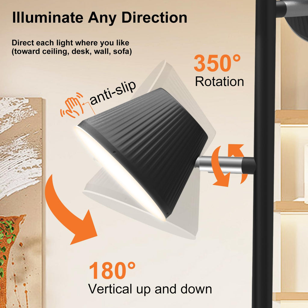 LED Tree Floor Lamp, 42W 4500lm Dimmable Standing Lamp with Remote & Touch Control, Modern Super Bright 3 Rotatable