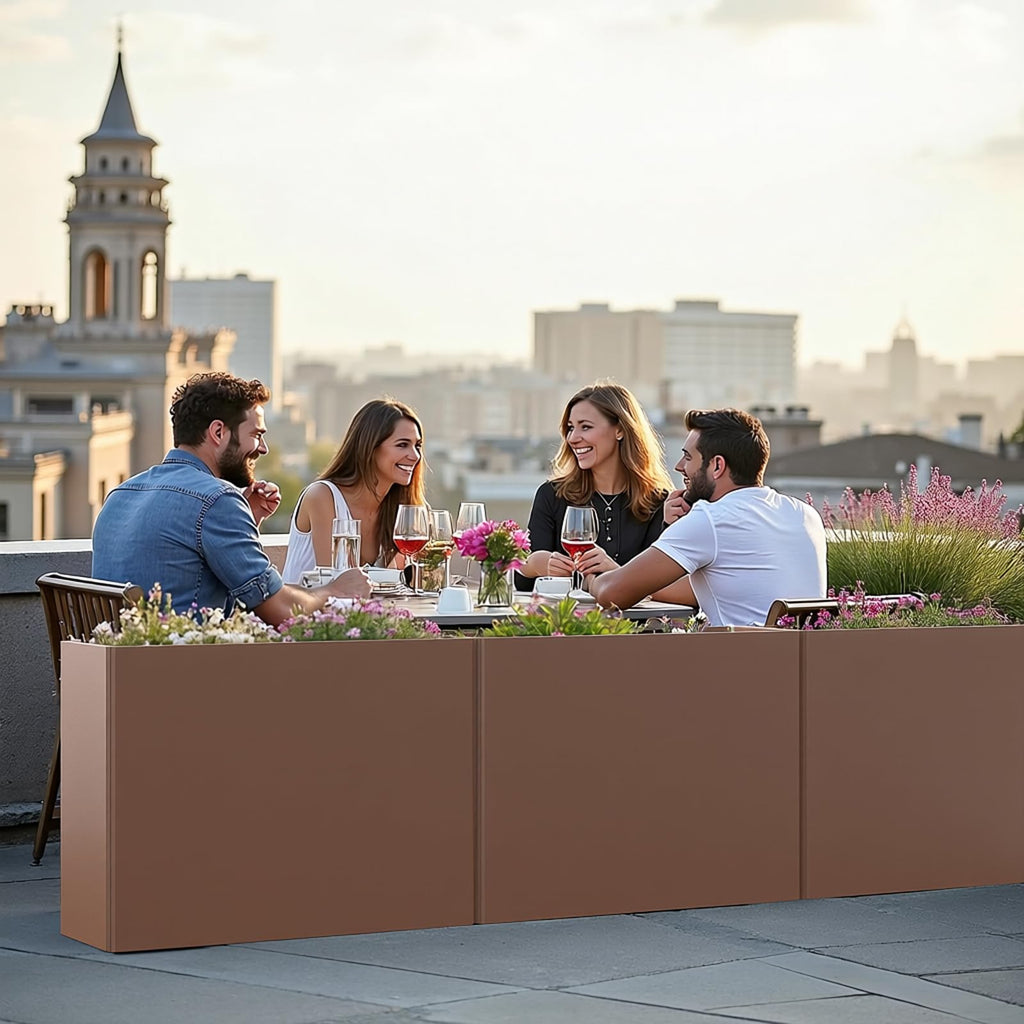 Metal Planter with Powder Coating, 32x12x24 Inches Terracotta