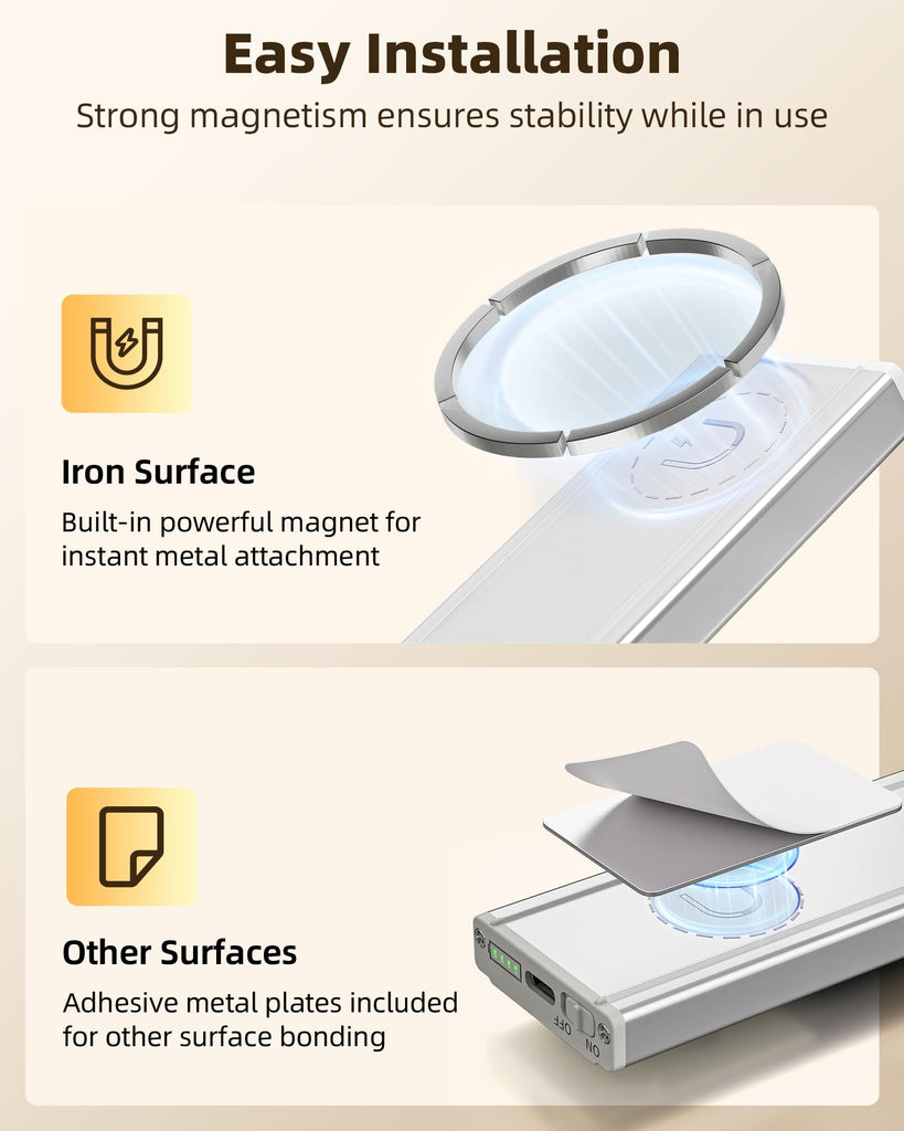 Under Cabinet Lighting Wireless, 6Pack 12'' Rechargeable Closet Lights, LED Motion Sensor Indoor, Dimmable & 3 Color