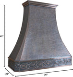 42 Inch Copper Island Mount Range Hood 610 CFM LED Lights Dishwasher-Safe Baffle Filters