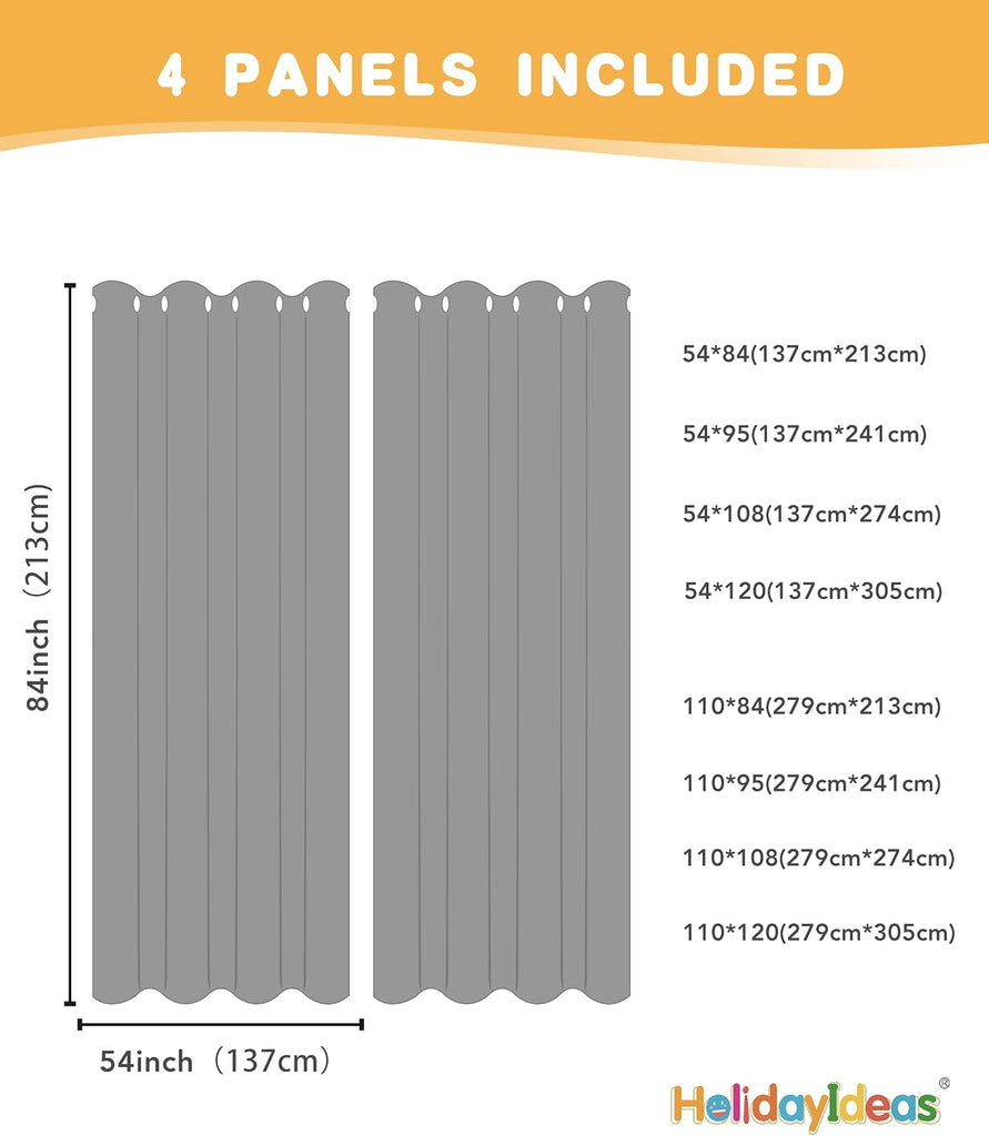 Extra Wide Outdoor Curtains Waterproof, 4 Panels - 110 x 108 Inch - Privacy & Light Filtering Curtains White Grommet