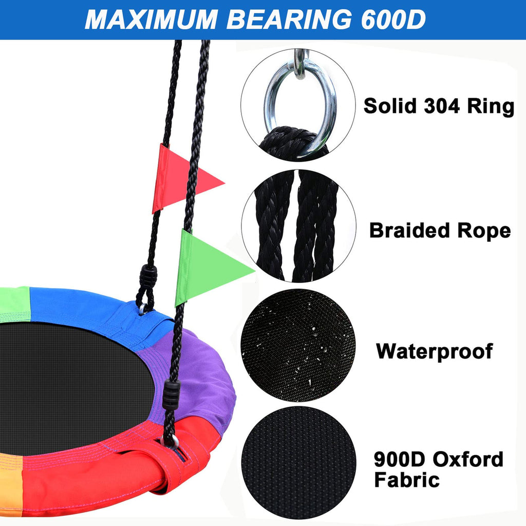 Saucer Kid Tree Swing - 900D Waterproof Oxford Platform Outdoor Round Flying Saucer Swing for Backyard wirh