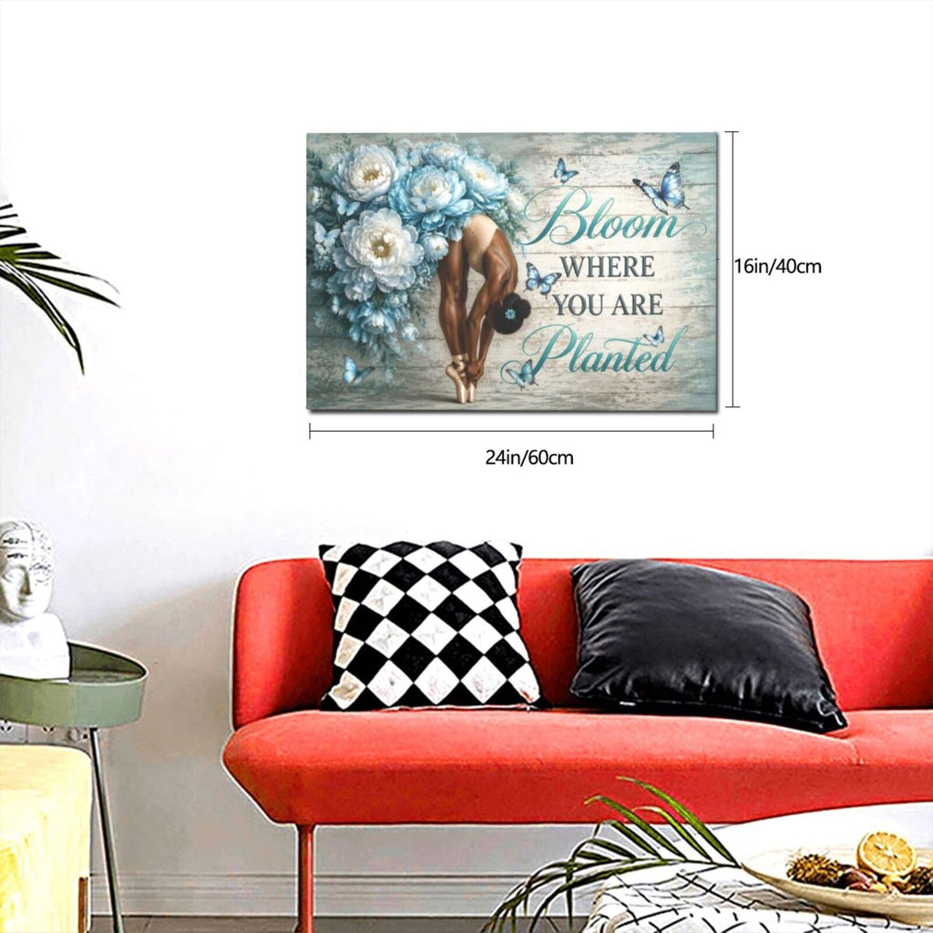 Melanin Ballet Dancer Inspirational Quote Canvas Painting Wall Art 16x24in
