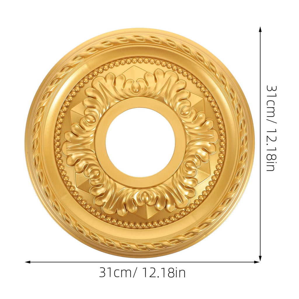 12.20 Inch Round Ceiling Medallion Pu Decorative Ceiling Plate Lighting Medallions Fan Light Fixture Trim with Easy