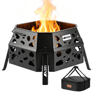 Fire Pit for Wood, Portable Fire Pits for Outside Wood Burning, Rectangular Outdoor Fire Pit with Carry Bag, Firepits