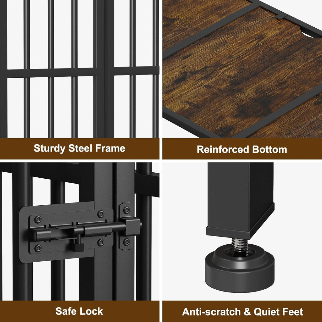 Dog Crate Furniture Foldable, No Assembly, Rustic Brown