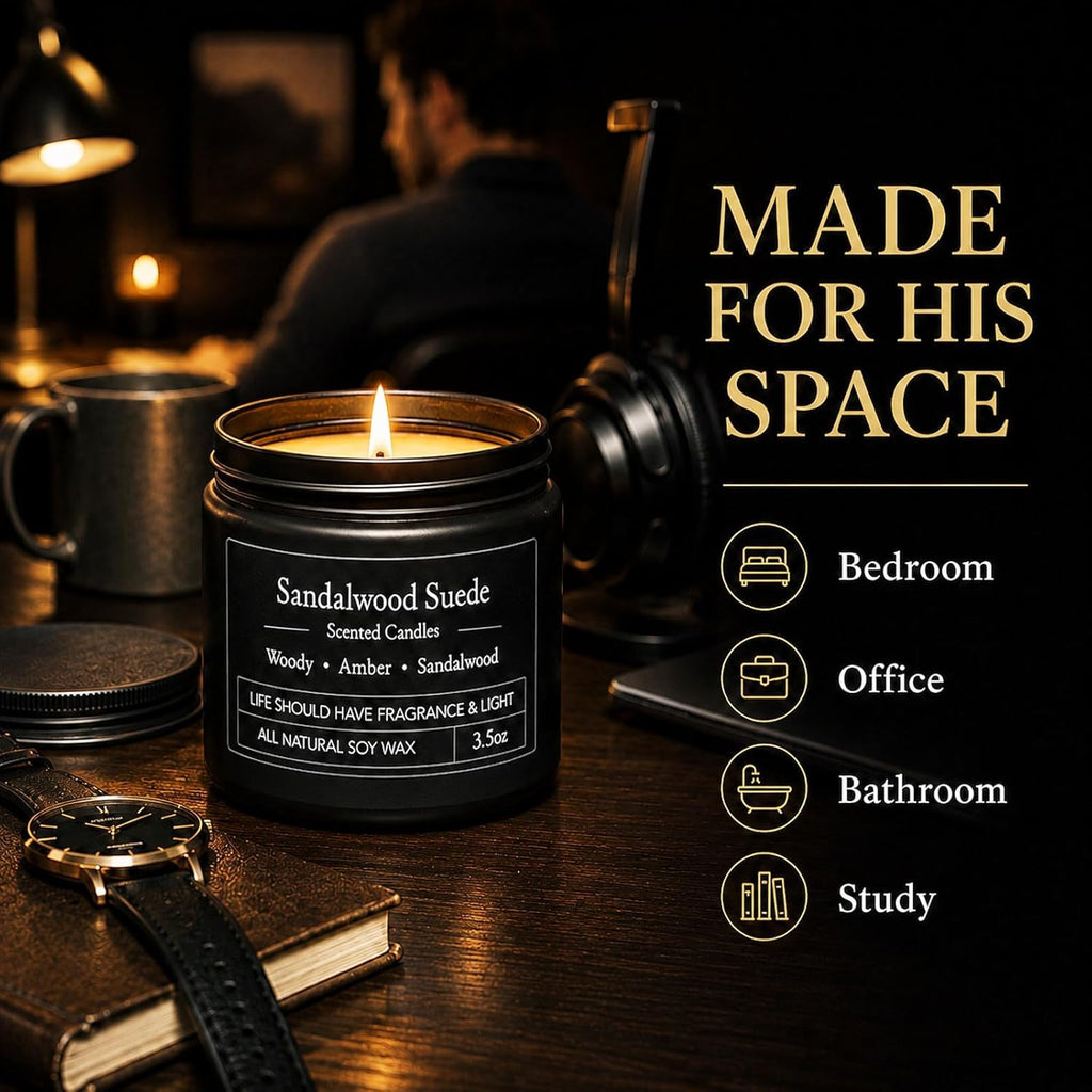 12 Pack Scented Candles for Men, Masculine Soy Candle Gift Set, 3.5 oz Each, Woody Leather Tobacco Coffee & Amber
