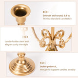 2Pcs Gold Candelabras Centerpieces for Tables, 11.8" Candlestick Holder for Taper Candles, 5 Arm Brass Candelabra