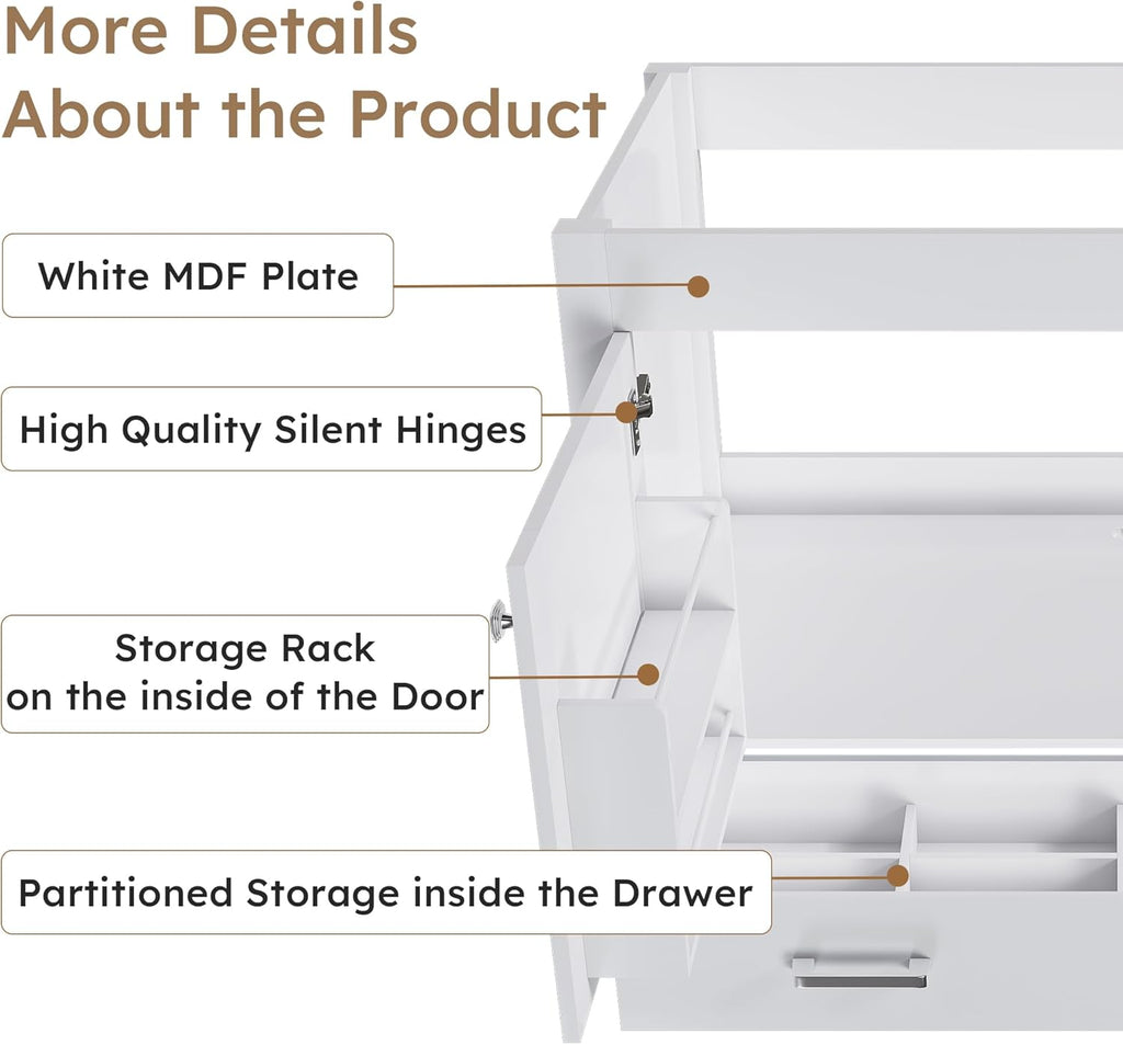 42" Bathroom Vanity Without Top Sink,Freestanding Cabinet Base with Soft-Close Door and Drawer