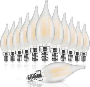 Frosted Candelabra Light Bulbs, 40W Eq Dimmable, 2700K 12 Pack