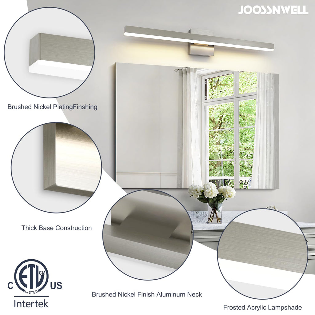 Brushed Nickel Vanity Light Lighting Fixtures Over Mirror Modern Bath Vanity Lights Bar 5CCT Diammable Bathroom