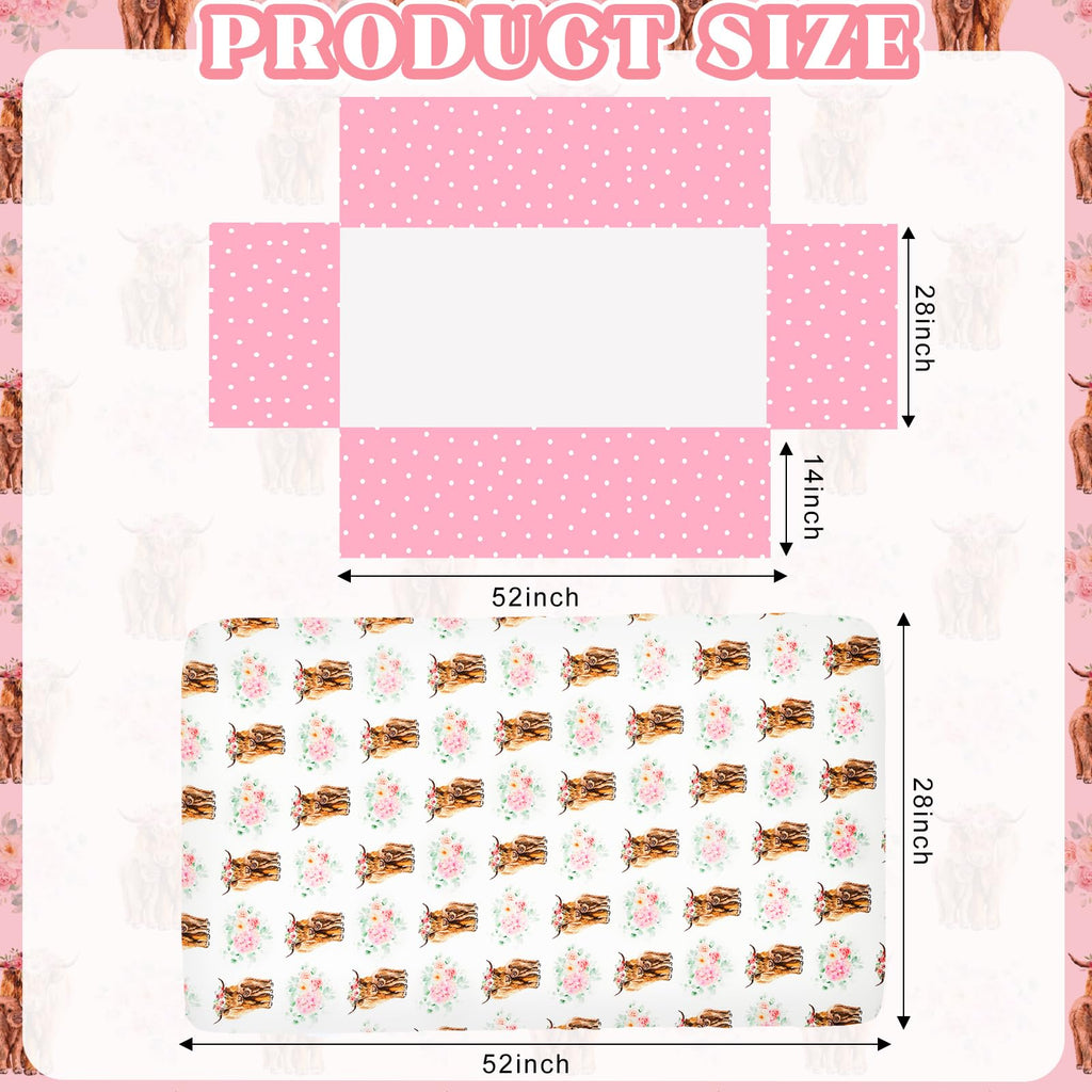 3 Pcs Highland Cow Baby Girl Crib Bedding Set Soft & Thick