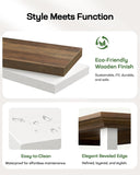 Farmhouse Coffee Table with Storage, 39.4" Wood Coffee Table, Rustic Center Table with 2 Drawers, Open Display Area