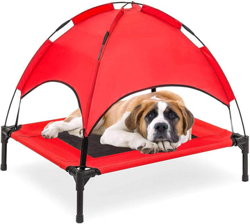 Elevated Dog Bed with Removable Canopy w/Convenient Carrying Bag Indoor Shade 1680D Portable Raised Oxford Fabric