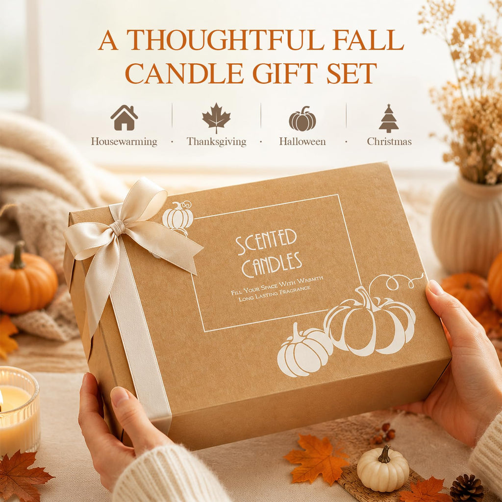 Fall Scented Candles, 6 Pack Fall Candles Scented Natural Soy Wax