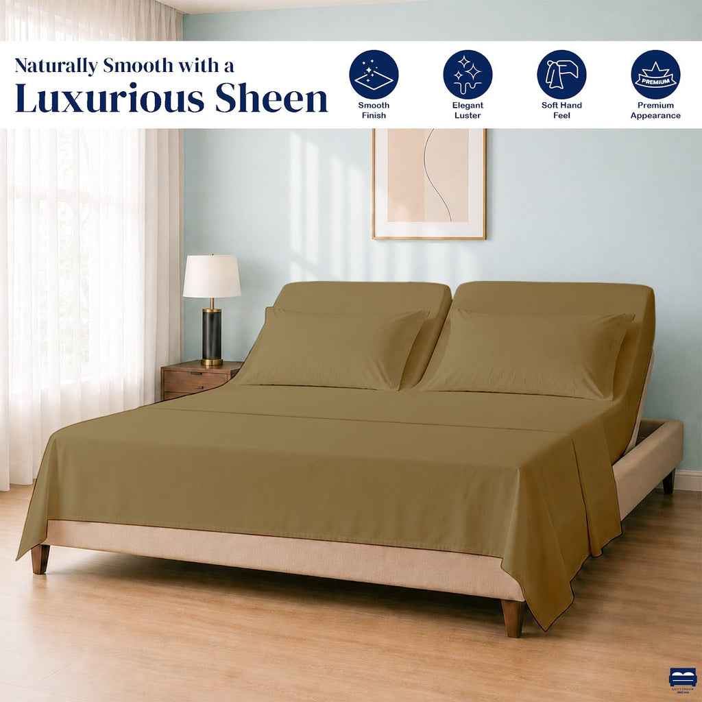 4 Piece Top Split King Sheets Sets for Adjustable beds 34" Top, Taupe Solid