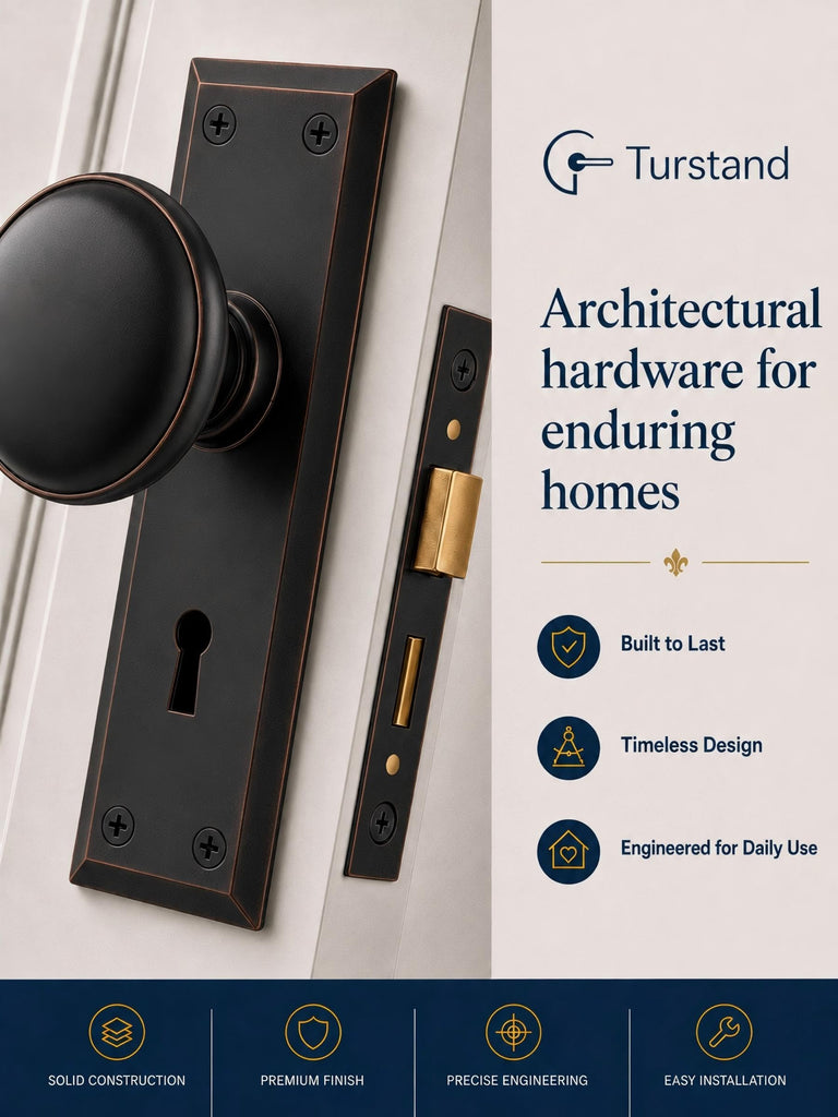 Oil Rubbed Bronze Vintage Mortise Lock Set with Round Door Knobs