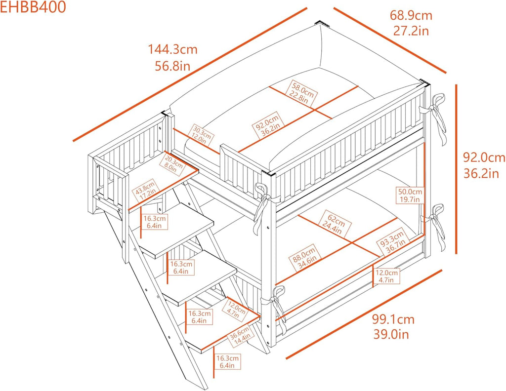 ECOFLEX Aspen Dog Bunk Bed in Grey, Memory Foam Cushions, Wide Stairs, Non Toxic, Easy Assembly
