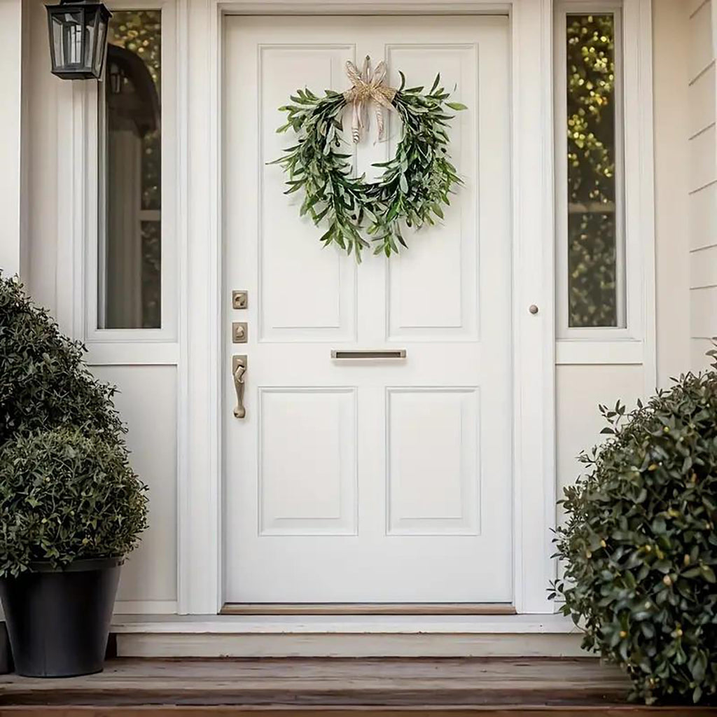 22 Inch Lifelike Faux Heart Shaped Olive Wreath for Front Door