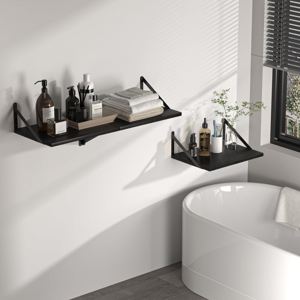 16W x 12D Deep Floating Shelves Set of 2 Black