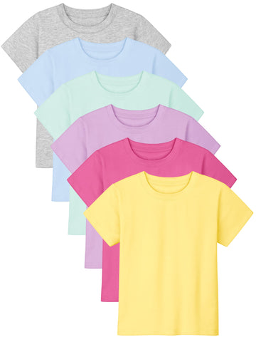 Baby Toddler Girl Shirts Cotton Short Sleeve T-Shirts Crewneck Tees