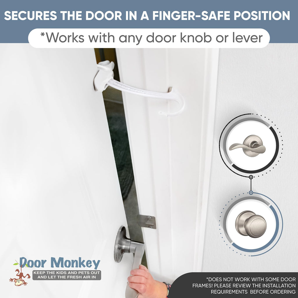 Child Proof Door Lock & Pinch Guard - For Door Knobs & Lever Handles - Easy to Install - No Tools or Tape Required