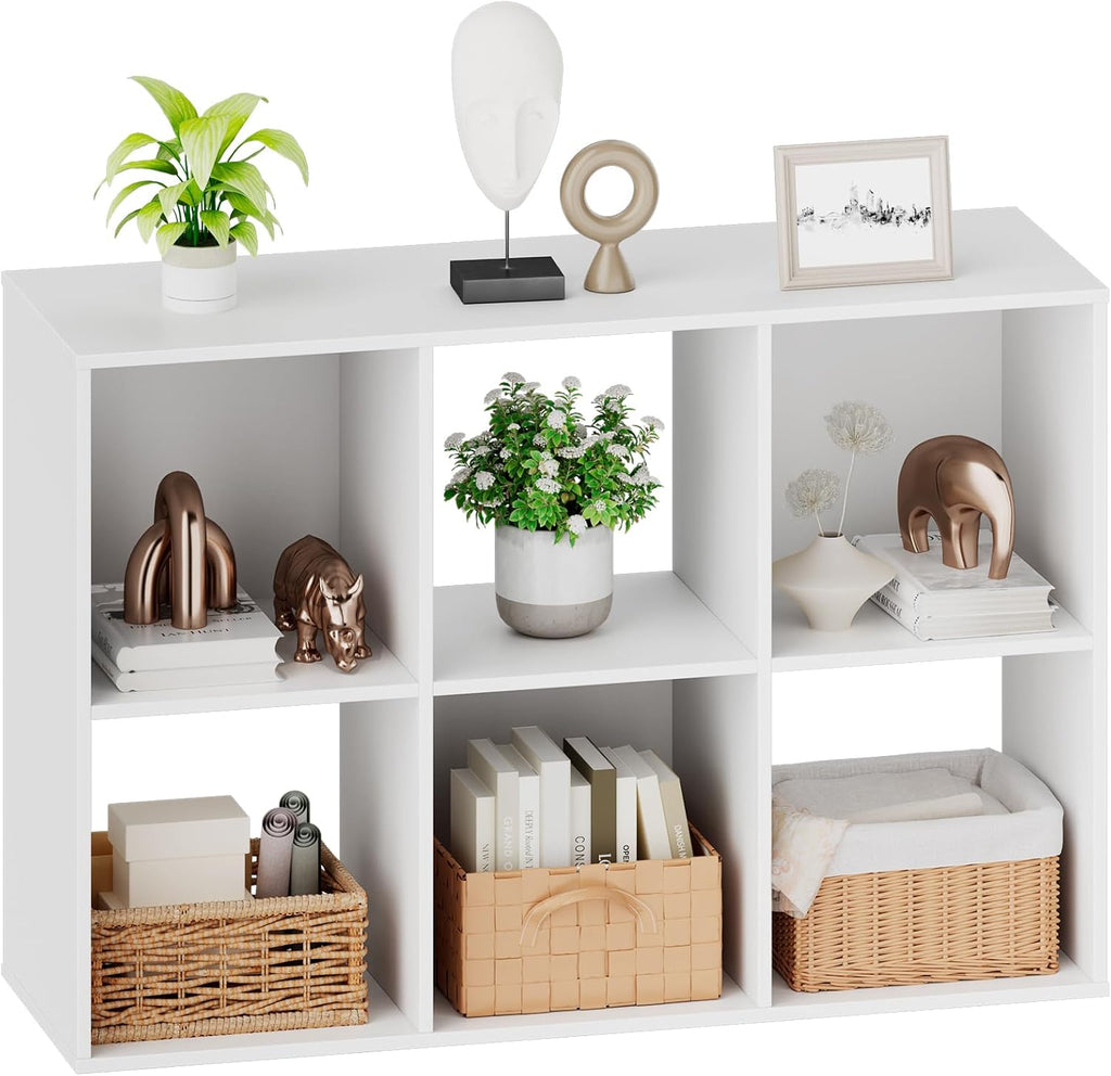 6 Cube Storage Organizer - Open Cube Bookshelf with 3 Removable Back Panels, Display Storage Bookcase, Entrance Hall