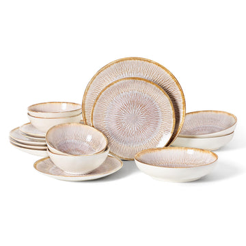 Ceramic Dinnerware sets for 4, 16 Pcs Plates and Bowls Sets