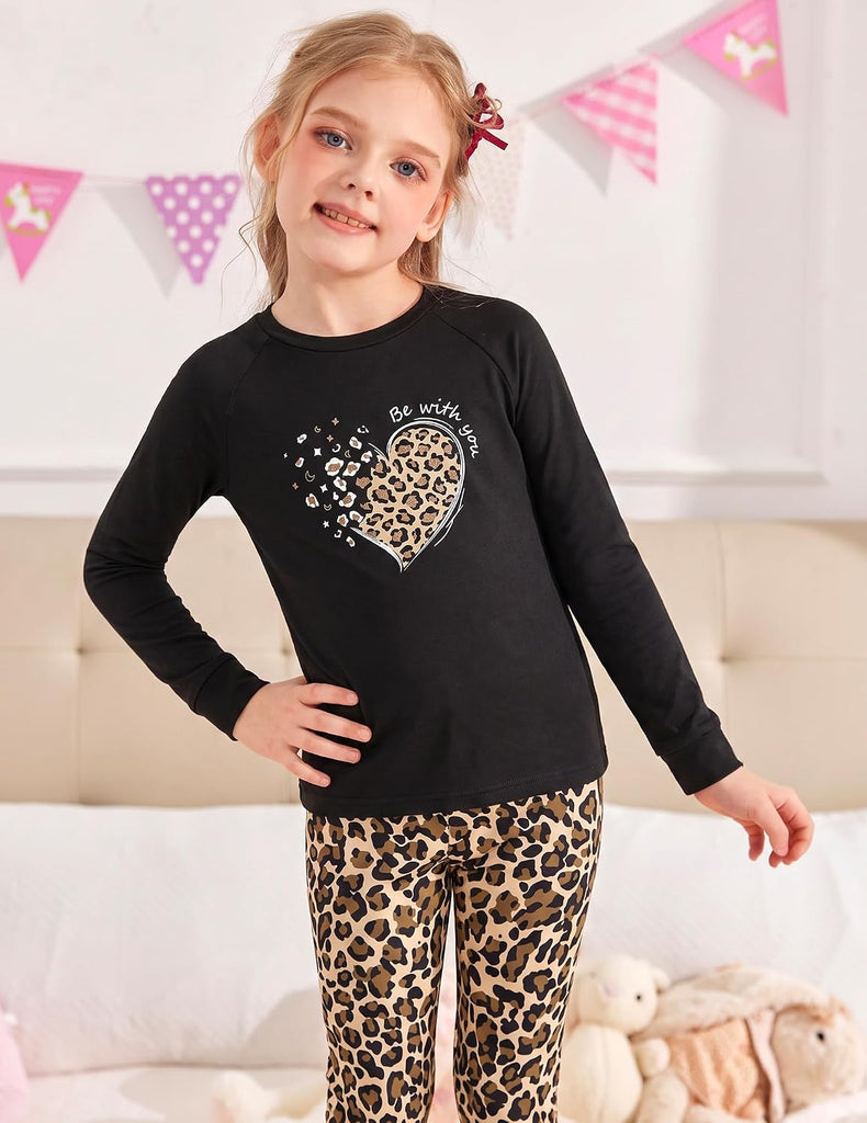 Girls Pajamas Long Sleeve Snug Fit Pjs Set Kids Cute Sleepwear