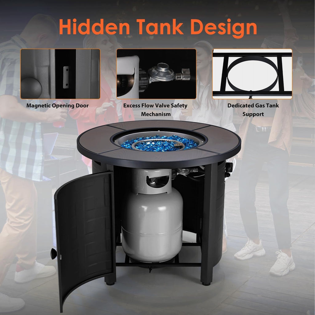 30-Inch Round Propane Fire Pit Table, 50, 000 BTU