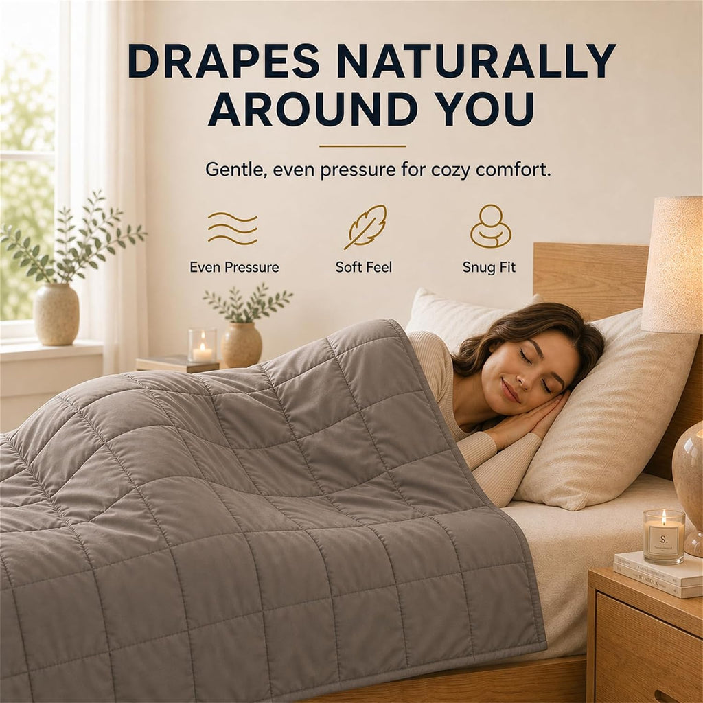 Cooling Weighted Blanket for Adults 15 lbs, 48"x72" Twin Size Heavy Blanket for Sleeping, Soft Breathable Cotton with