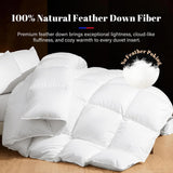 Feather Down Comforter King Duvet Insert, Light Weight True Baffle-Box Noiseless Bedding Comforters