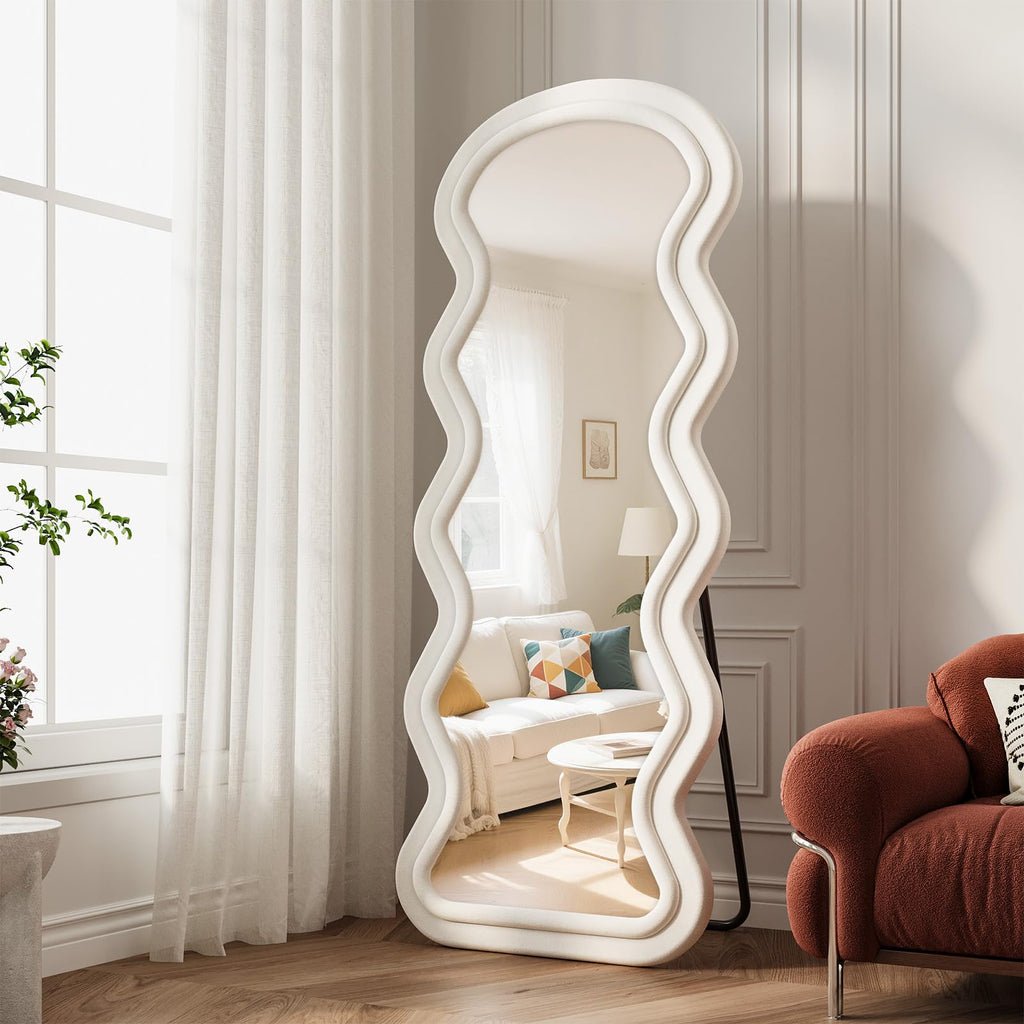 Full Length Mirror, 63"x24" Wavy Full Body Mirror Flannel
