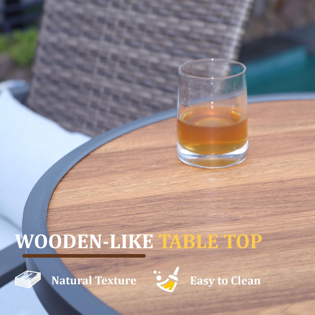 Bar Height Patio Table, 40-Inch Tall Patio Table Outdoor Bar Table Bistro Table with Wooden-Like Table Top & Metal