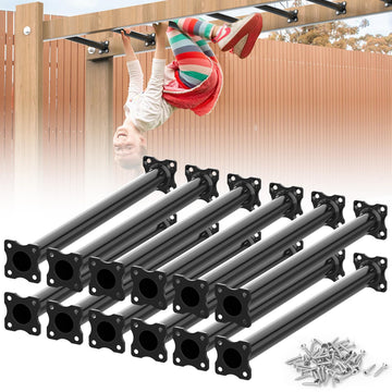 16.5 Inch Monkey Bars Kit Monkey Bar Ladder Rungs (Black, 12 Pcs)