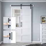 28in x 84in Sliding Barn Door with 5ft Barn Door Hardware Kit & Handle, Pre-Drilled Holes Easy Assem