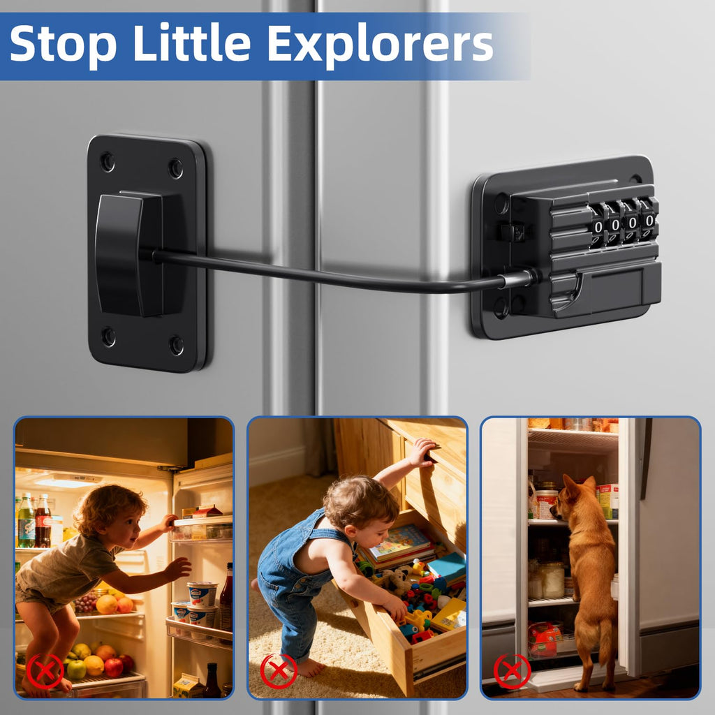 Refrigerator Lock, Heavy Duty Fridge Locks for Kids, Freezer Lock with Combination for Refrigerator Drawer Cabinet