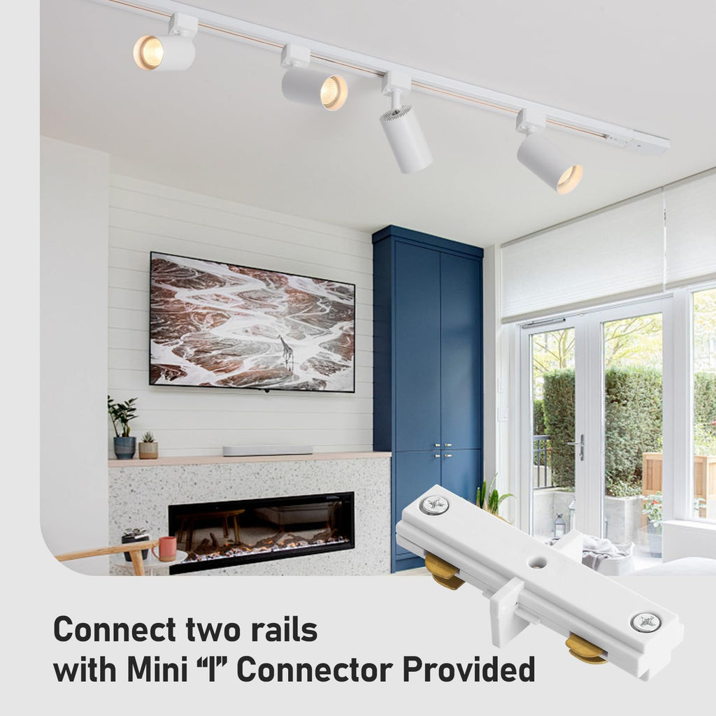 8FT LED Track Lighting Kit with 3-Color GU10 Bulbs, Dimmable 6 Lights White