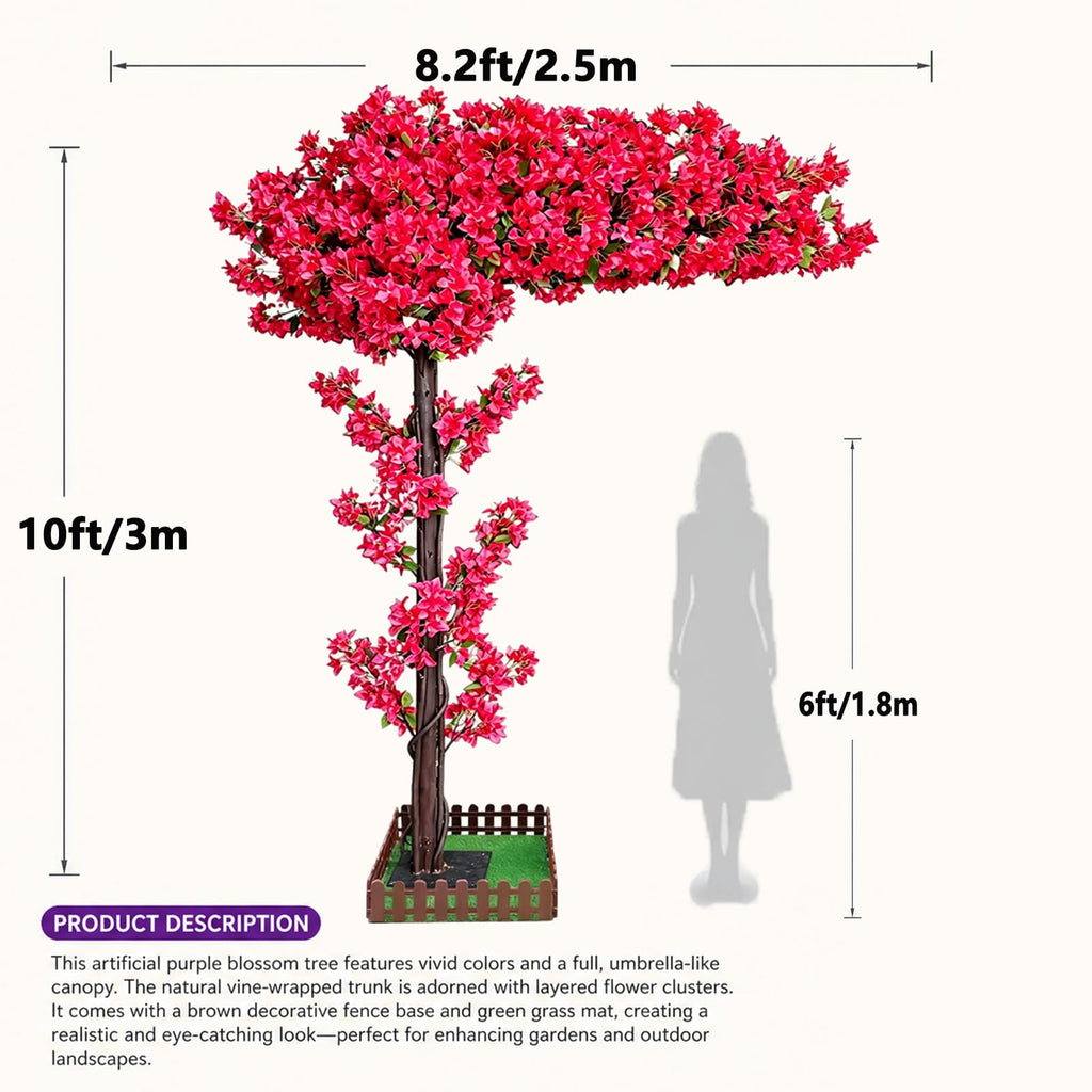 10FT Large Wedding Bougainvillea Artificial Tree, Artificial Cheery Trees Indoor Outdoors Decor, Tall Handmade Fake