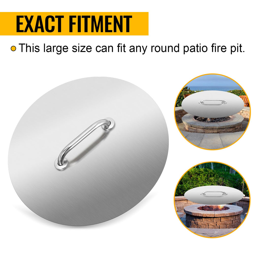 Round Fire Pit Lid 20 Inch, 304 Stainless Steel Fire Pit Ring Lid 1.5mm Thick Fire Pit Burner Cover for Any Round
