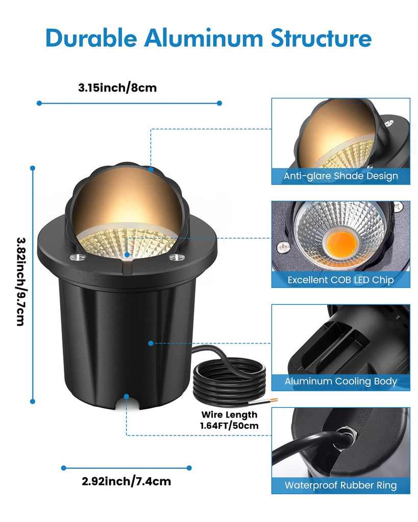 Low Voltage Landscape Lights, 12W LED Outdoor In-Ground Lights