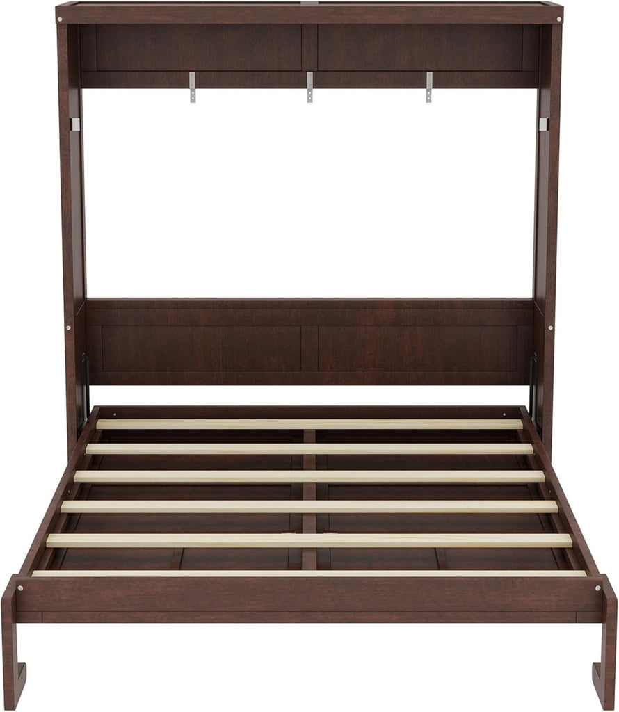 Full Murphy Bed,Modern Hidden Murphy Wall Chest Beds with Space-Saving Design,84.1" Wood Murphy Wall Bed Cabinet with