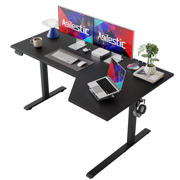 59 x 35 Inch Corner L Shaped Electric Standing Desk, Black