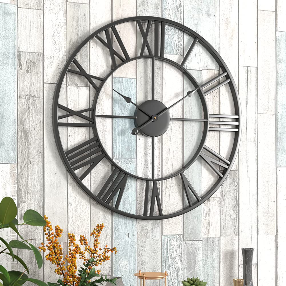 30 inch Large Metal Wall Clock, Industrial Indoor Outdoor Waterproof Art Decor Modern Clocks, European Retro with