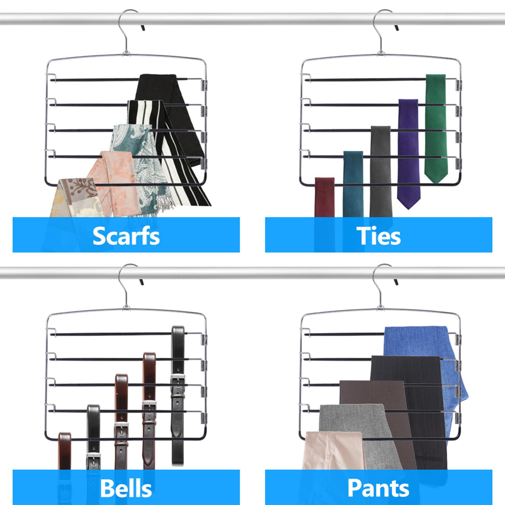 Pants Hangers 6 Pieces, Space Saving Closet Organizer for Jeans & Trousers