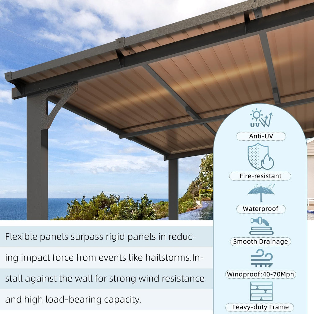 Wall Gazebo12' x 10', Hard Top Gazebos Pergola on Clearance, Outdoor Patio Lean to Gazebo Canopy Awnings and More