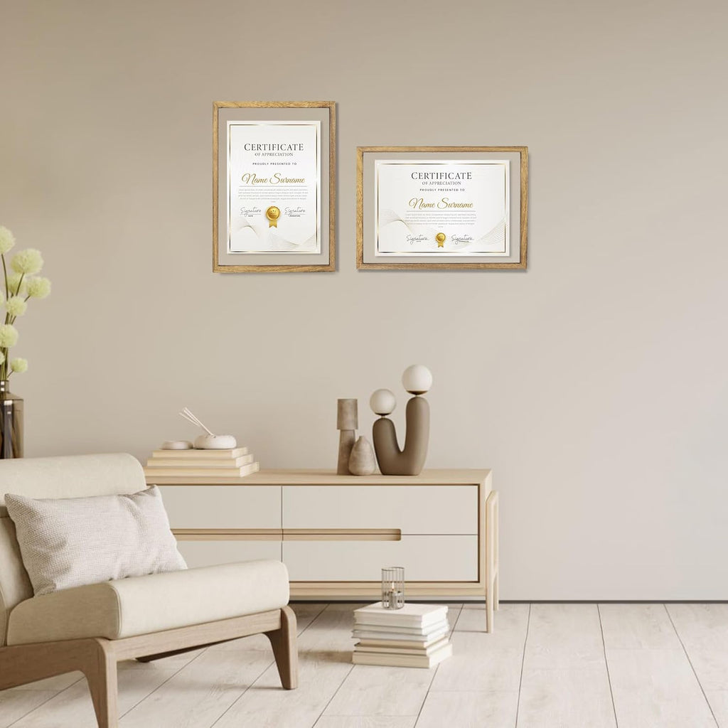 11x14 Floating Photo Picture Frame, Floating Display for Photos 8x10, 7x9, 5x7, 8.5x11 Certificate, or Full Display
