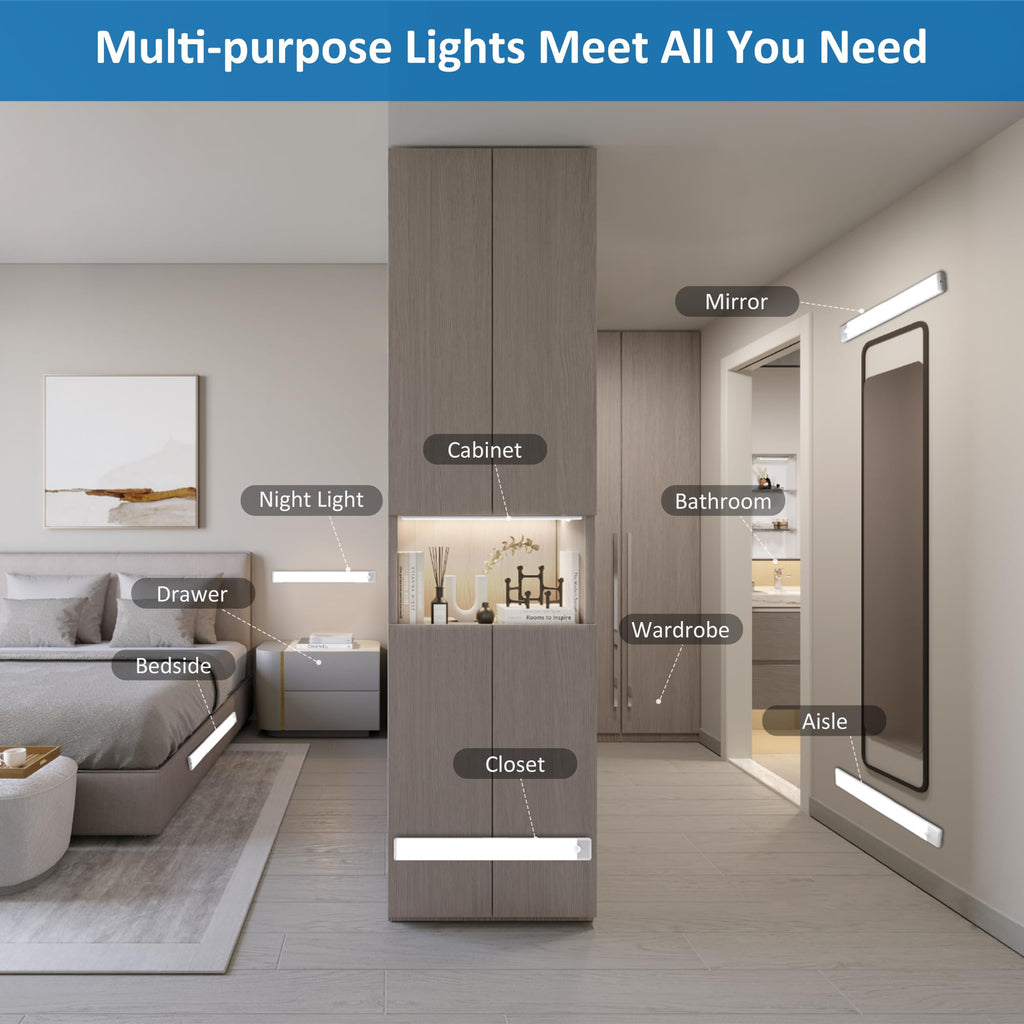 15.9 inch Motion Sensor Under Cabinet Lights, Cool White, 3-Pack