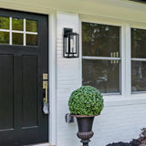 14" Outdoor Wall Light Fixtures Waterproofed Exterior Lantern W/Sturdy Rectangular Double Cage In Satin Black&Clear